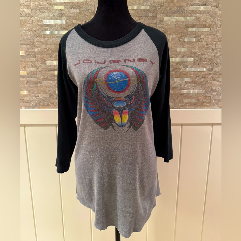 Vintage Journey 1981 Original Escape Tour Raglan Tee Shirt 3/4 Sleeve L Large